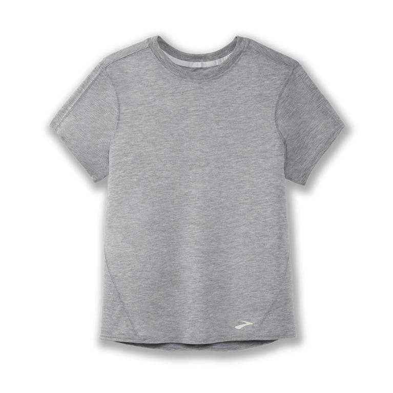 Brooks Distance Short Sleeve Running Shirt - Women's - Heather Ash/Grey (84927-LNYT)